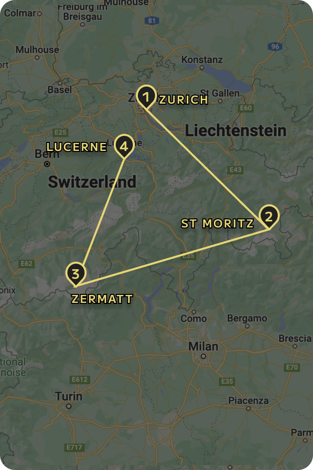 EPIC VIEWS OF SWITZERLAND tour map