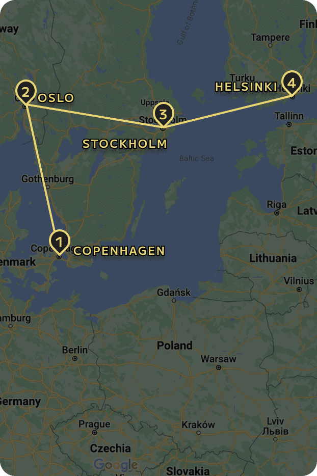 Nordic capitals tour map