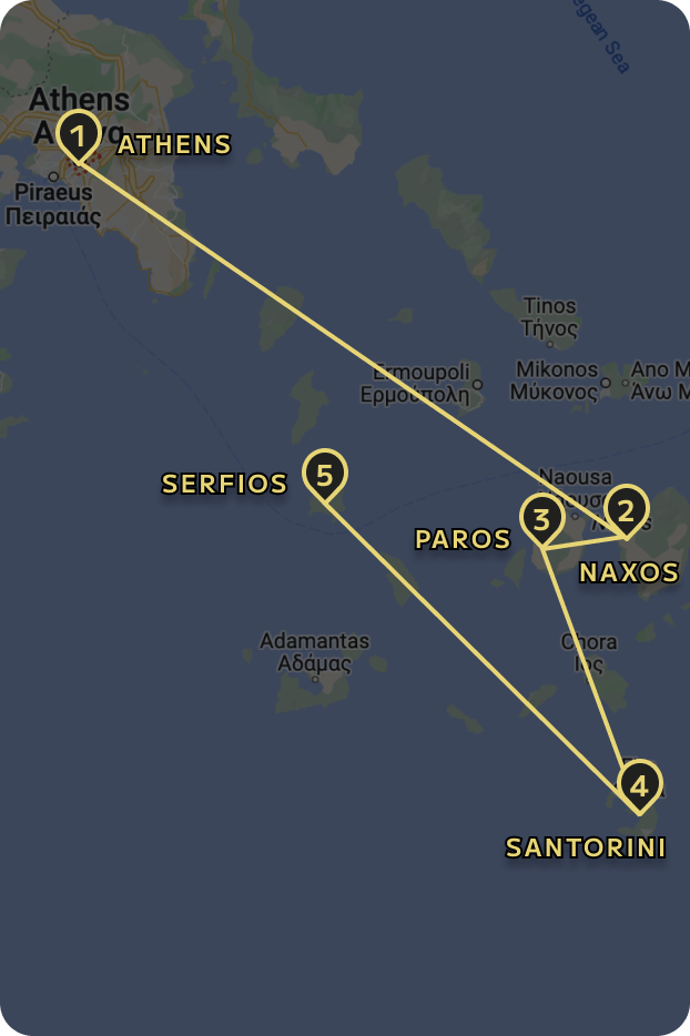 Greek island itinerary map