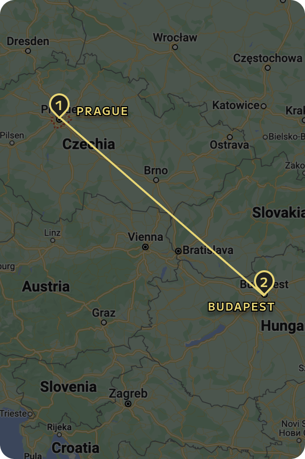 PRAGUE & BUDAPEST VACATION tour map