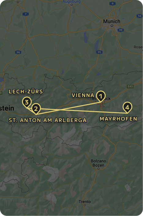 SKIING THE AUSTRIAN ALPS tour map