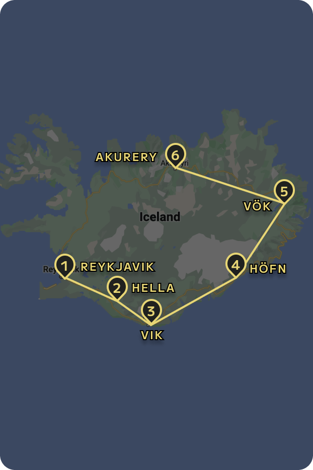 THE NATURAL WONDERS OF ICELAND TOUR MAP