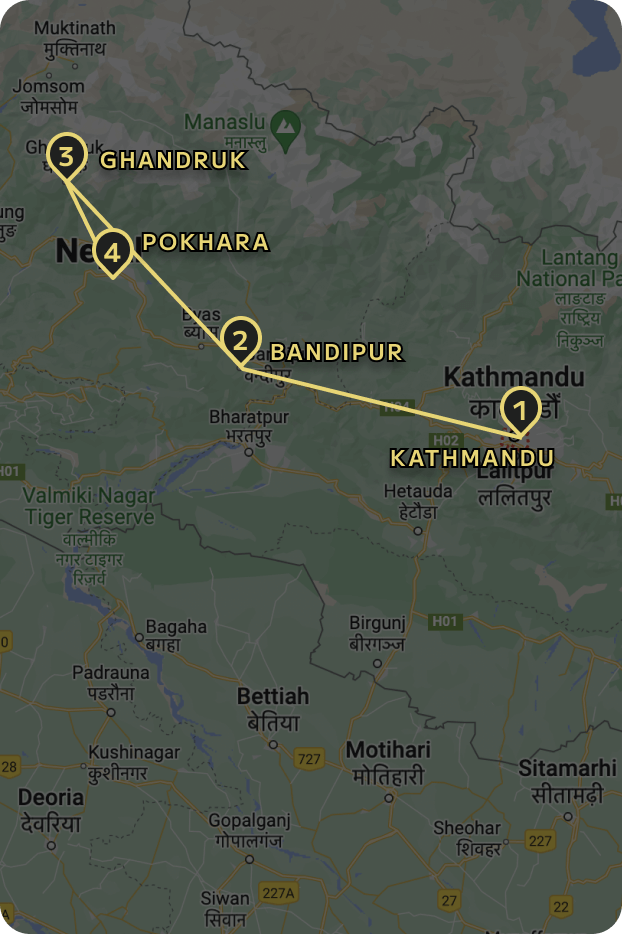 WELLNESS & TREKKING IN NEPAL map